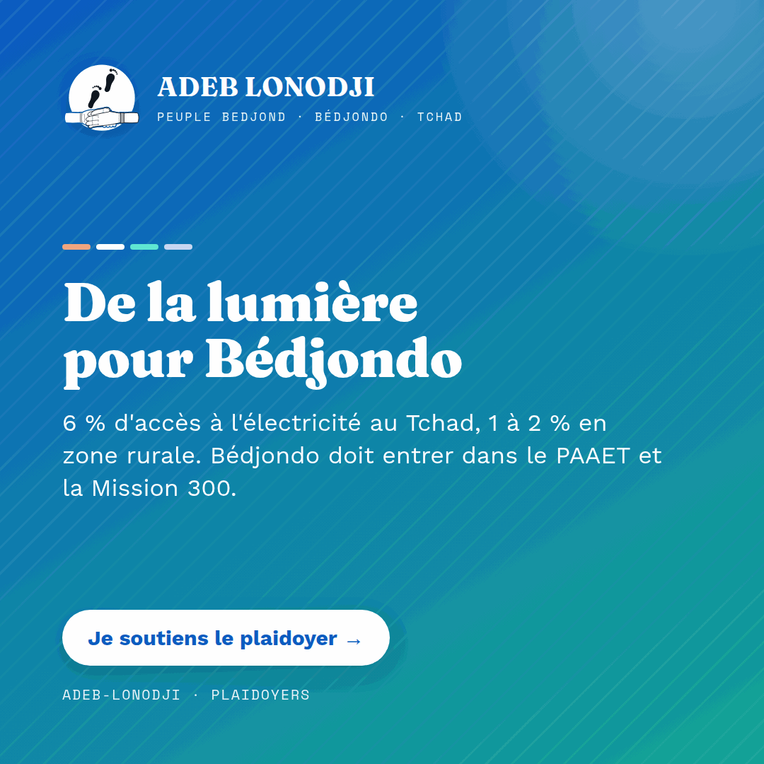 Visuel «&nbsp;De la lumière pour Bédjondo&nbsp;»