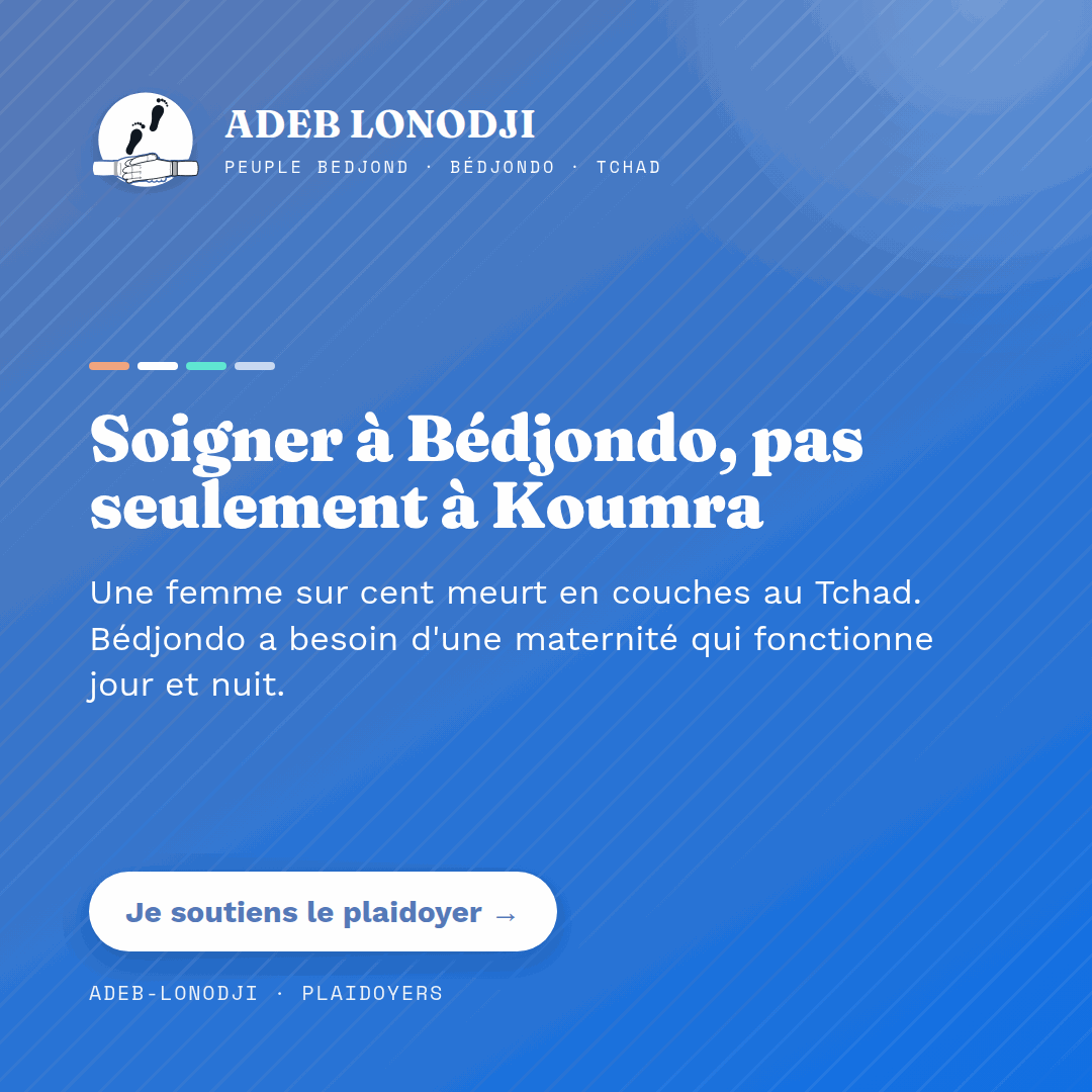 Visuel «&nbsp;Soigner à Bédjondo, pas seulement à Koumra&nbsp;»